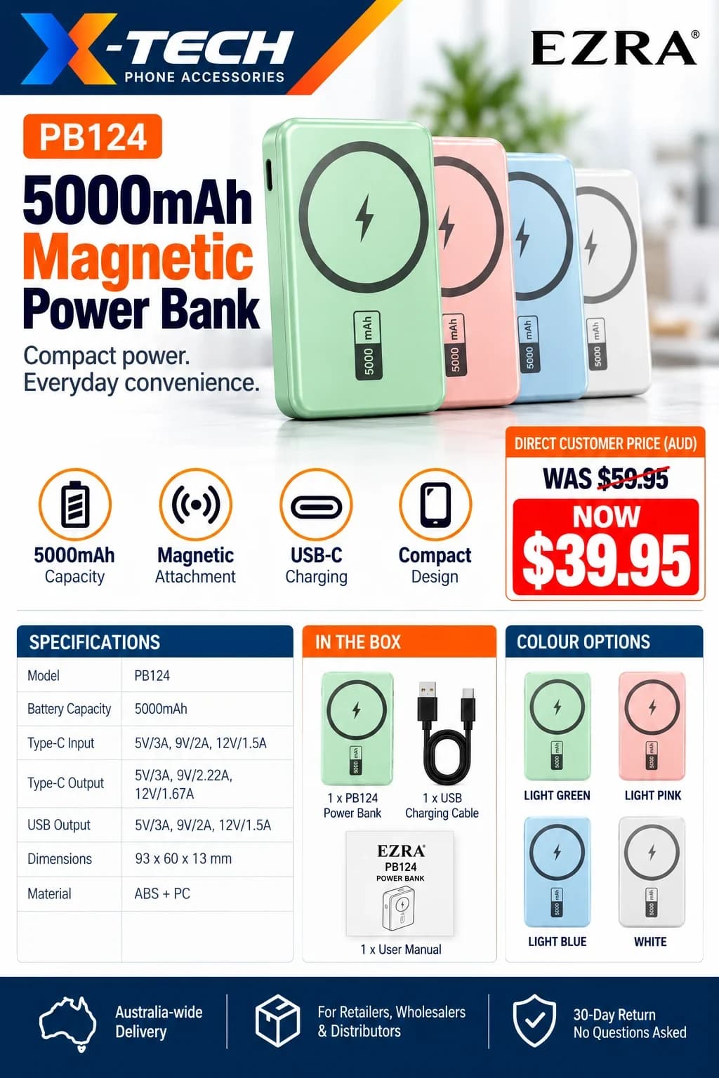 EZRA PB124 5000mAh MagSafe Power Bank