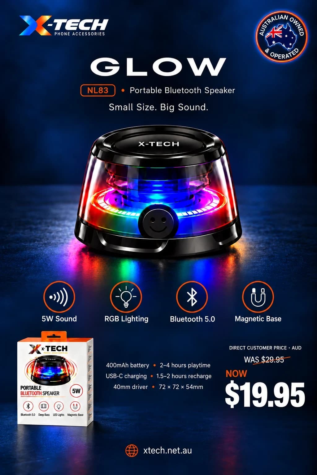 X-TECH NL83 Portable Bluetooth Speaker